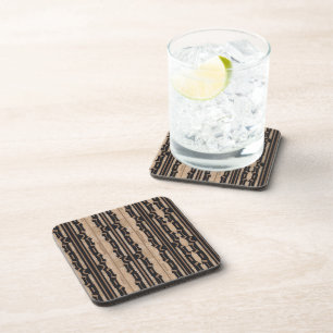 Heritage Chain Stripe No. 2 (sand + black) Coaster