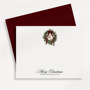 Heritage Christmas Wreath with Bells Note Card