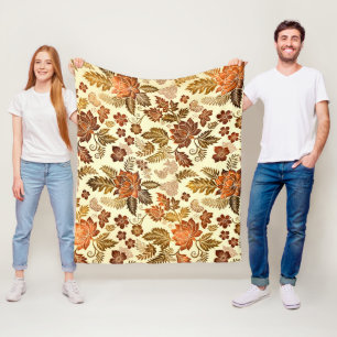 Heritage Copper Warm Gold Floral Design Fleece Blanket