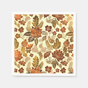 Heritage Copper Warm Gold Floral Design Napkin