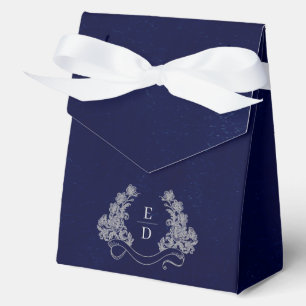 Heritage Crest Monogram Navy Heritage Wedding Favour Box