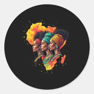 Heritage Design Juneteenth Black Woman Pride Afric Classic Round Sticker