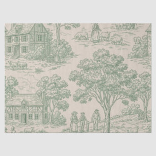 Heritage Farm Toile in Sage Green and Blue Tissue Paper