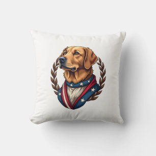 Heritage Golden Retriever Patriotic Vintage Tee 4 Cushion