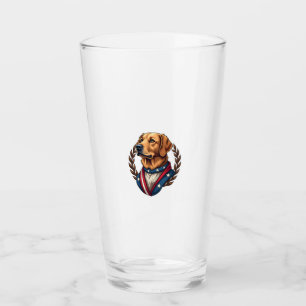 Heritage Golden Retriever Patriotic Vintage Tee 4 Glass