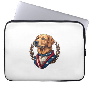 Heritage Golden Retriever Patriotic Vintage Tee 4 Laptop Sleeve