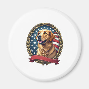 Heritage Golden Retriever Patriotic Vintage Tee Magnet