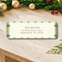 Heritage Green Plaid Christmas Return Address
