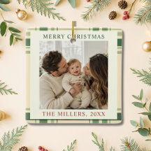 Heritage Green Plaid Family Photo Christmas