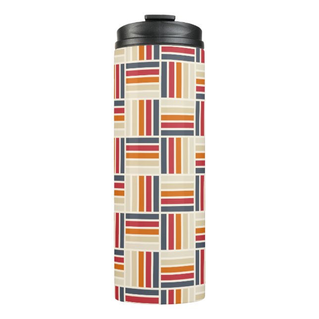Heritage Grid Quilt seamless pattern Thermal Tumbler (Front)