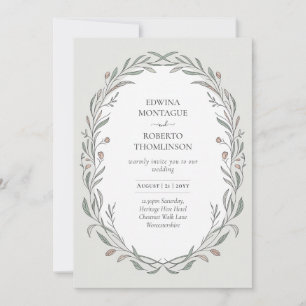 Heritage Hand Drawn Botanical Elegant Wedding Invitation