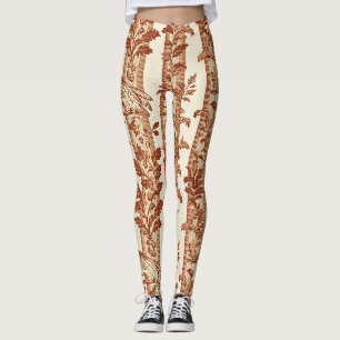Heritage Hen Floral Stripe Toile Pattern Leggings