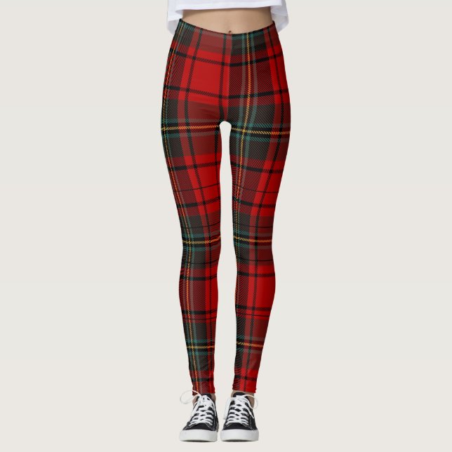 Heritage Holiday Red Scottish Tartan Christmas  Leggings (Front)