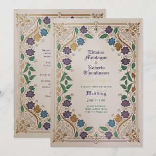 Heritage Mediaeval Jewel Tone Gold Ornate Wedding Invitation