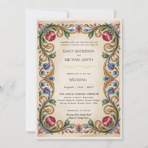 Heritage   Renaissance Vintage Floral Wedding Invitation