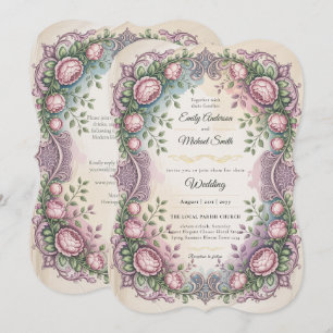 Heritage   Rococo and Victorian Botanical Wedding Invitation