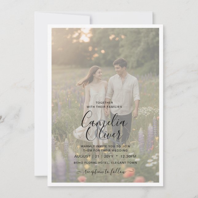 Heritage Soft Opaque Photo Overlay Wedding Invitation (Front)