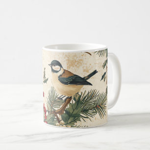 Heritage Songbird Holly Christmas Cream Woodland Coffee Mug