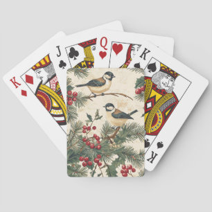 Heritage Songbird Holly Christmas Cream Woodland Playing Cards