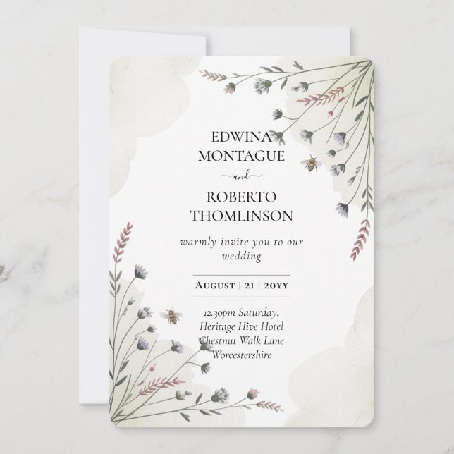 Heritage Wildflower Meadow Wedding Invitation (Front)