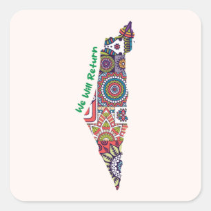 Heritage Within the Map of Palestine Square Sticker
