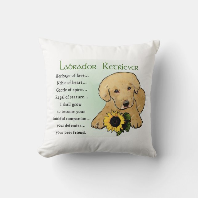 Heritage Yellow Lab Puppy Gifts Cushion (Front)