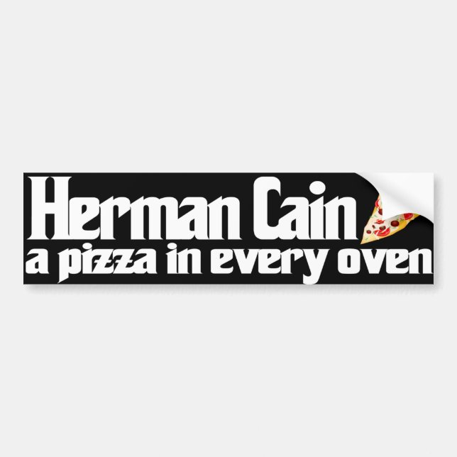 Herman Cain 2012 pizza bumper sticker (Front)
