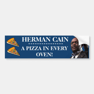 Herman Cain: A Pizza In Every Oven-Blue Background Bumper Sticker