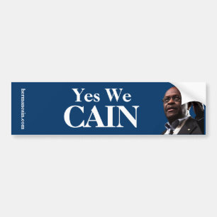 Herman Cain: Yes We CAIN - Blue Background Bumper Sticker