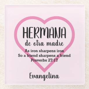 HERMANA DE OTRA MADRE Christian BFF Personalised Glass Coaster