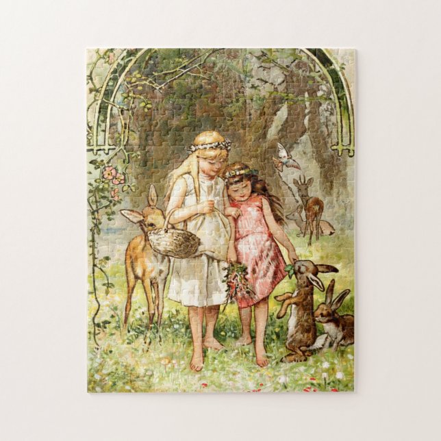 Hermann Vogel - Snow White and Rose Red Jigsaw Puzzle (Vertical)