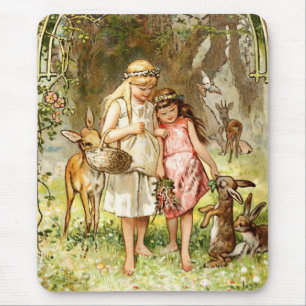 Hermann Vogel - Snow White and Rose Red Mouse Pad