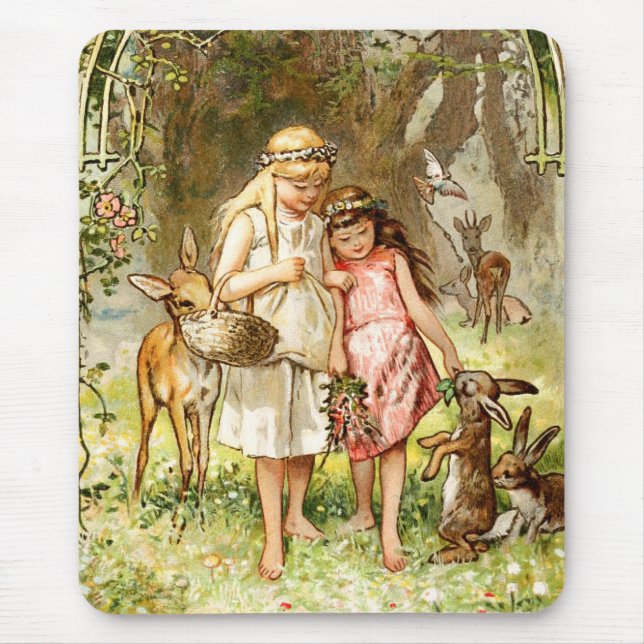 Hermann Vogel - Snow White and Rose Red Mouse Pad (Front)