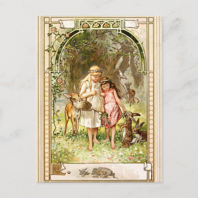 Hermann Vogel - Snow White and Rose Red Postcard (Front)