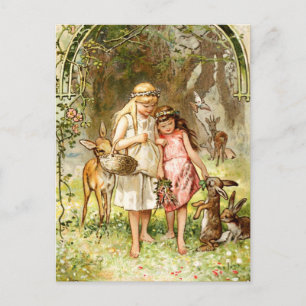 Hermann Vogel - Snow White and Rose Red Postcard