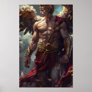 Hermes Mythology Poster with Fearless Expression