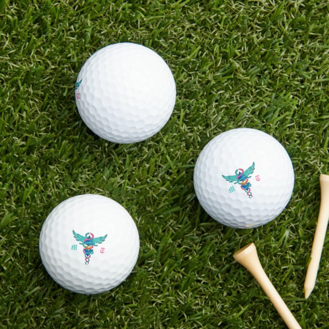Hermes staff with monogram modern chic art golf balls (Insitu Grass)