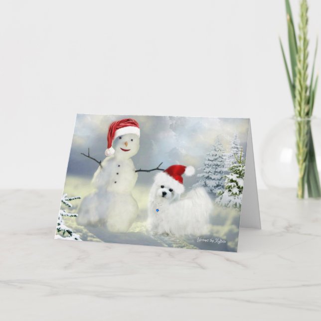 Hermes the Maltese Christmas Greeting Card (Front)