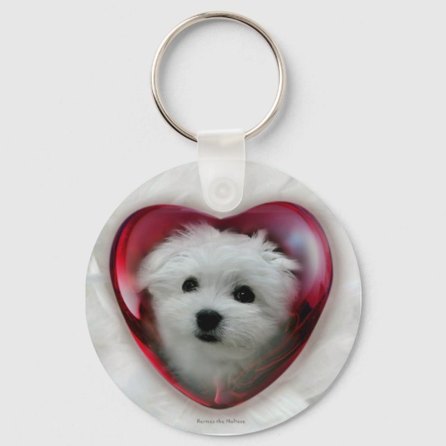 Hermes the Maltese Key Ring (Front)