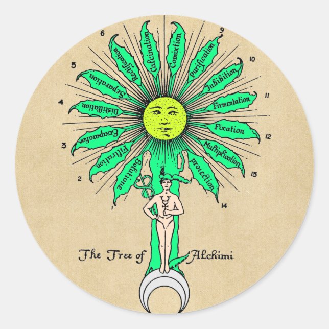 Hermes Tree of Alchemy Classic Round Sticker (Front)