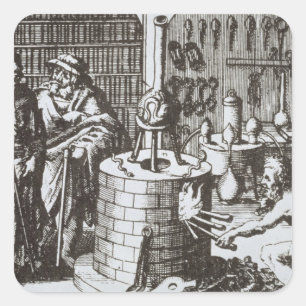 Hermetic Philosophers and an Alchemist, from 'Muse Square Sticker