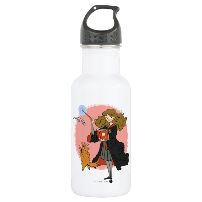 Hermione and Crookshanks Wingardium Leviosa 532 Ml Water Bottle (Front)