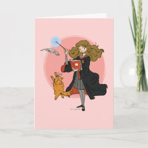 Hermione and Crookshanks Wingardium Leviosa Card