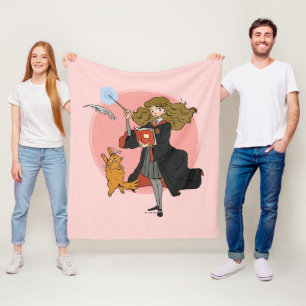 Hermione and Crookshanks Wingardium Leviosa Fleece Blanket