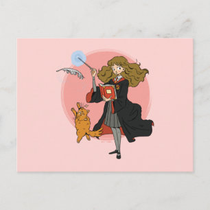 Hermione and Crookshanks Wingardium Leviosa Postcard