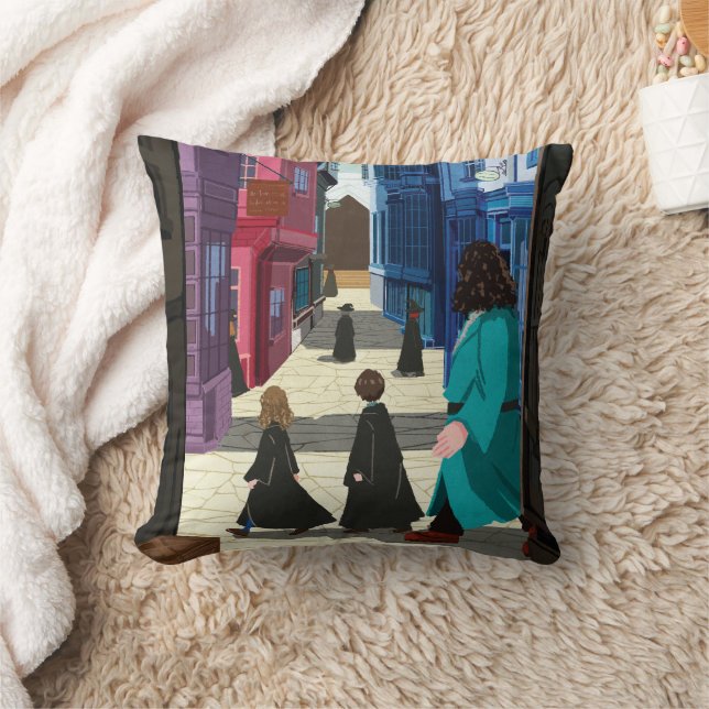 Hermione, HARRY POTTER™, & Hagrid in Diagon Alley Cushion (Blanket)