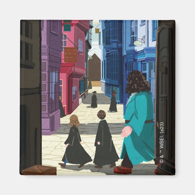 Hermione, HARRY POTTER™, & Hagrid in Diagon Alley Magnet (Front)
