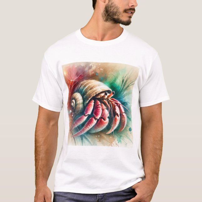 Hermit Crab 090724AREF102 - Watercolor T-Shirt (Front)