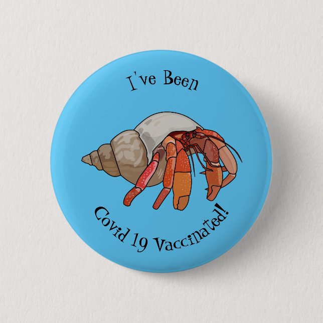 Hermit crab cartoon illustration 6 cm round badge (Front)