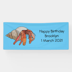 Hermit crab cartoon illustration banner